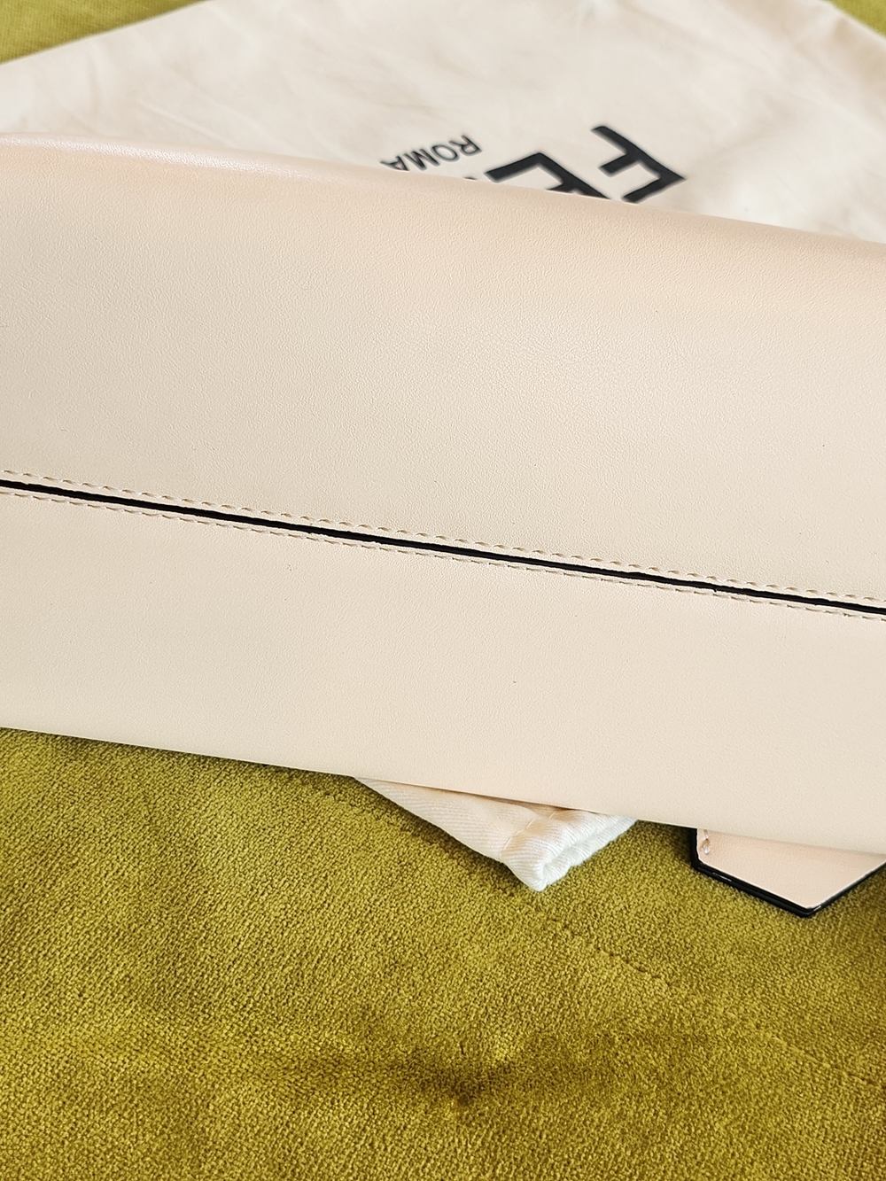Cream Leather Satchel with Pale Pink Logo Print - Picture 6 of 13